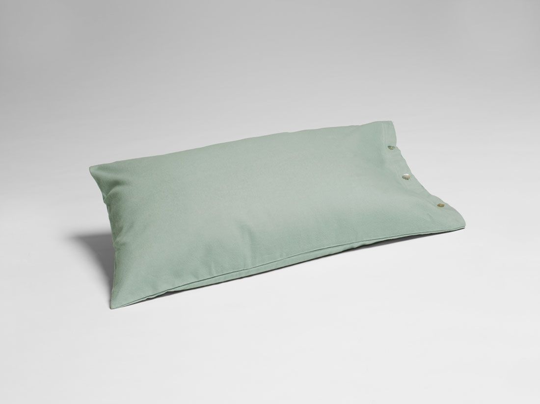 Taie d'oreiller flanelle de coton vert pâle