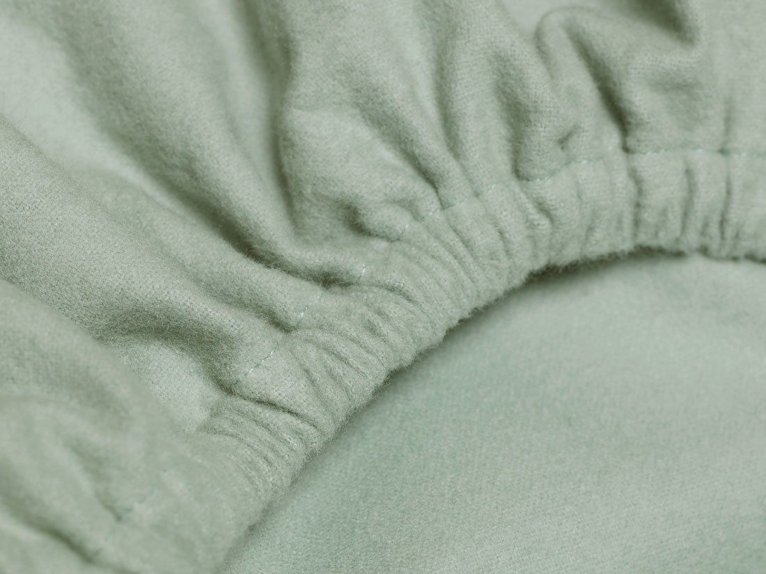 Drap-housse flanelle de coton vert pâle