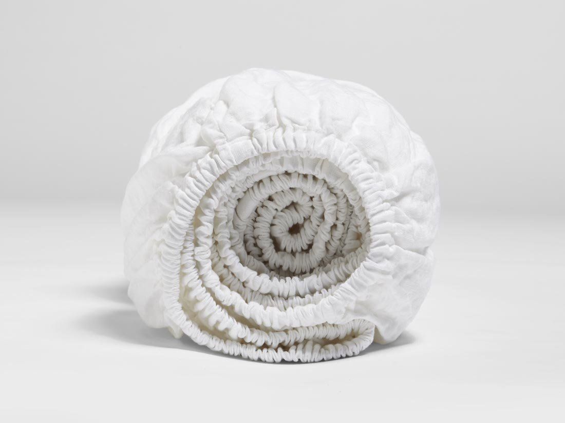 Hoeslaken gewassen linnen pure white