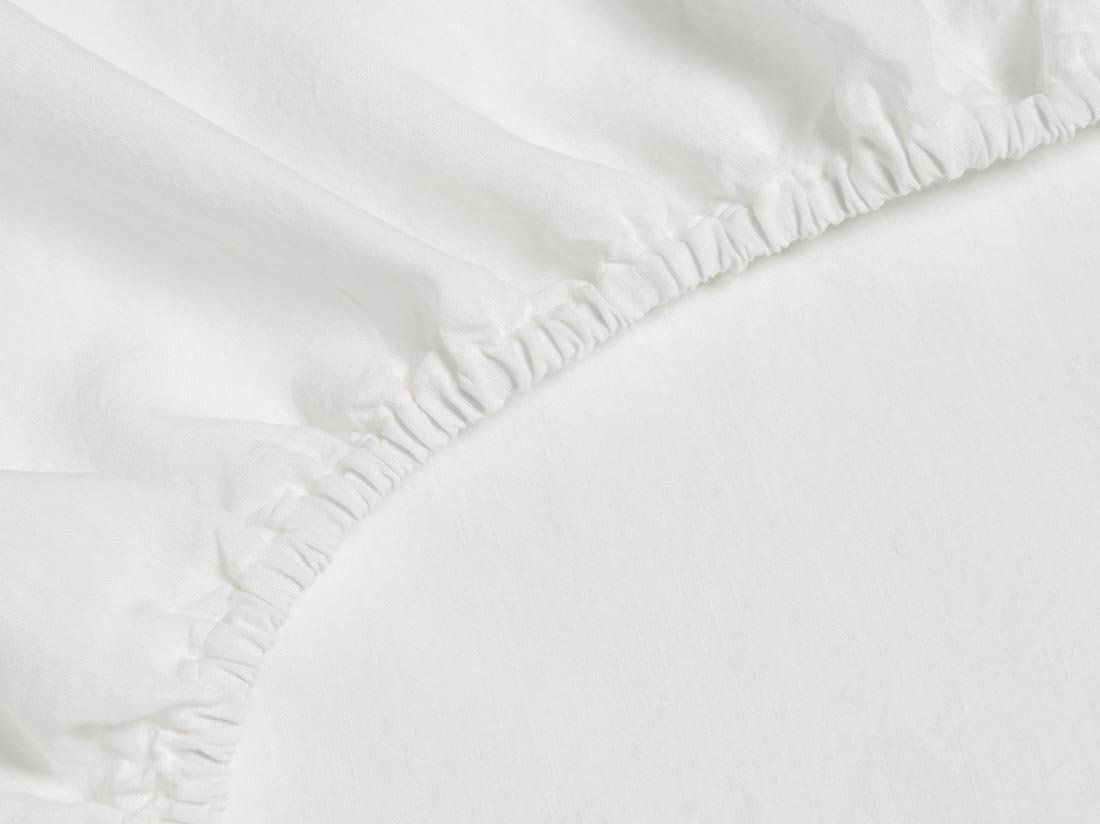 Spannleintücher Gewaschenes Leinen Pure White