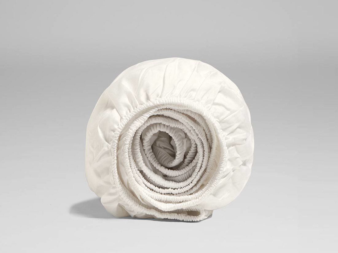 Hoeslaken katoensatijn warm white