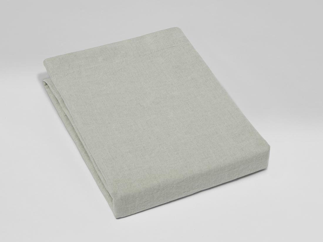 Dra-på-lakan tvättat linne misty green