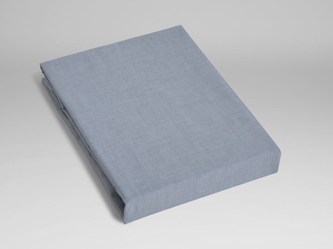 Dra-på-lakan bomull TENCEL™ blue chambray