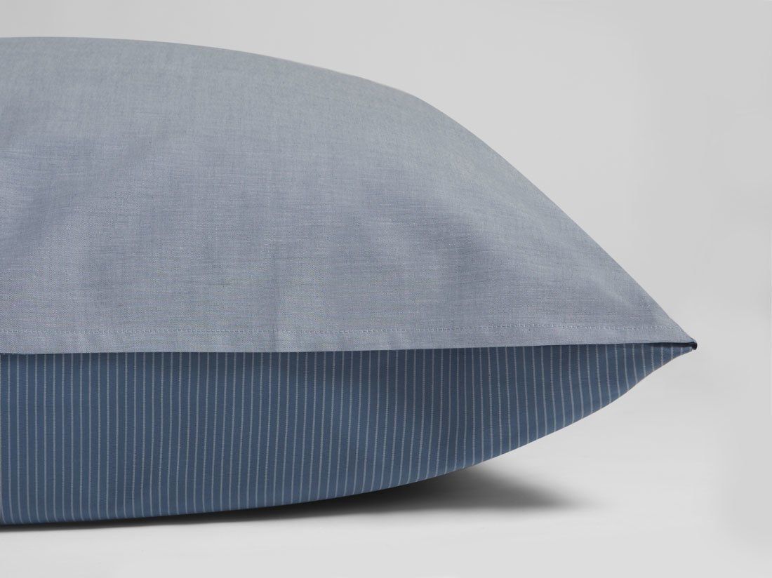 Kissenbezug TENCEL™ Doubleface Blue Stripe/Blue Chambray