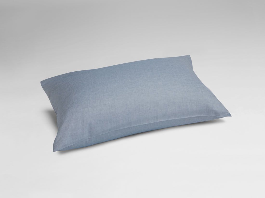 Taie d'oreiller coton TENCEL™ bleu chambray