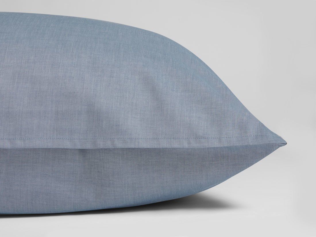 Taie d'oreiller coton TENCEL™ bleu chambray