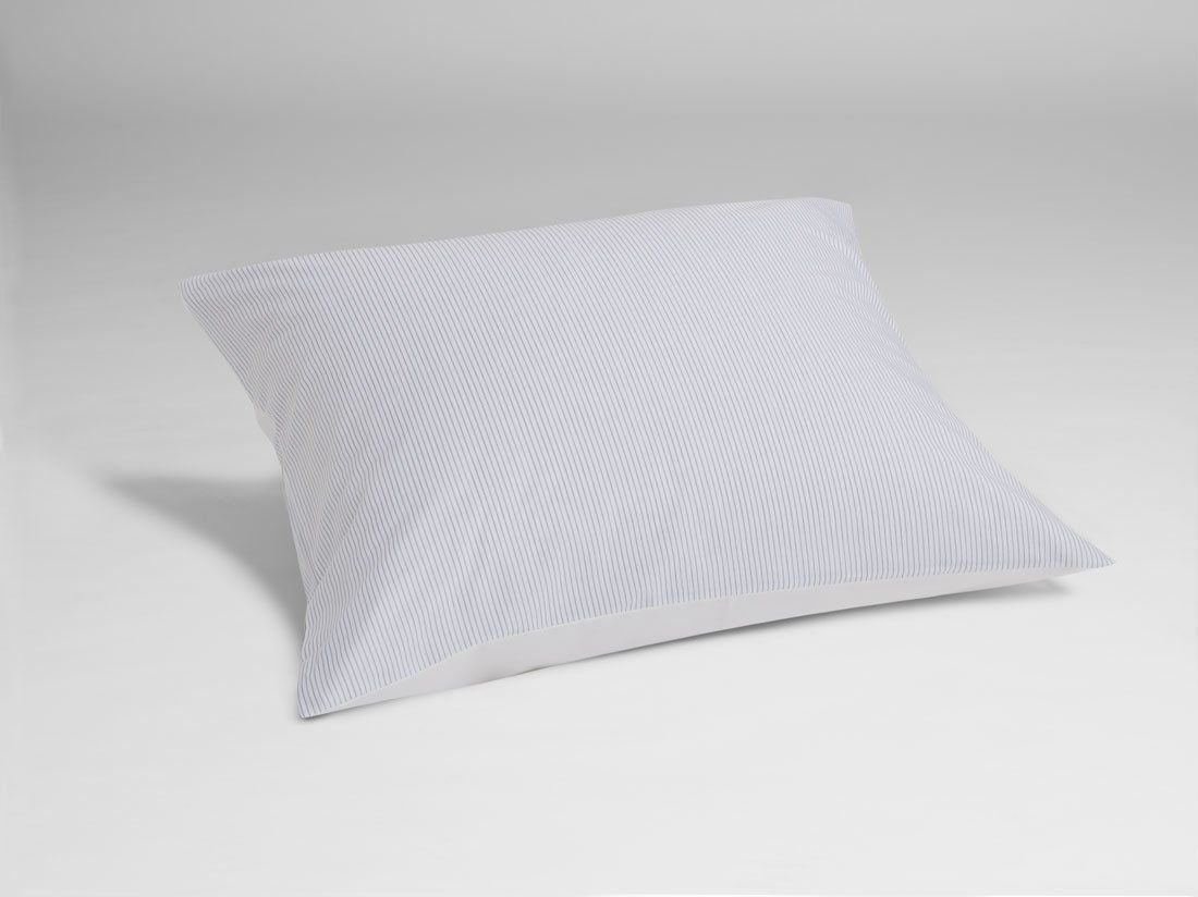 Taie d'oreiller coton TENCEL™ double face white stripe/pure white