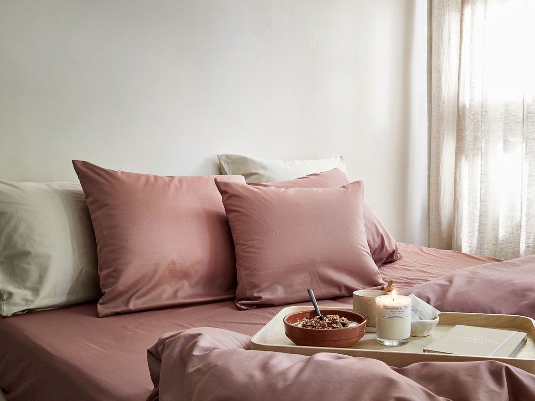 Hoeslaken katoen TENCEL™ blush rose
