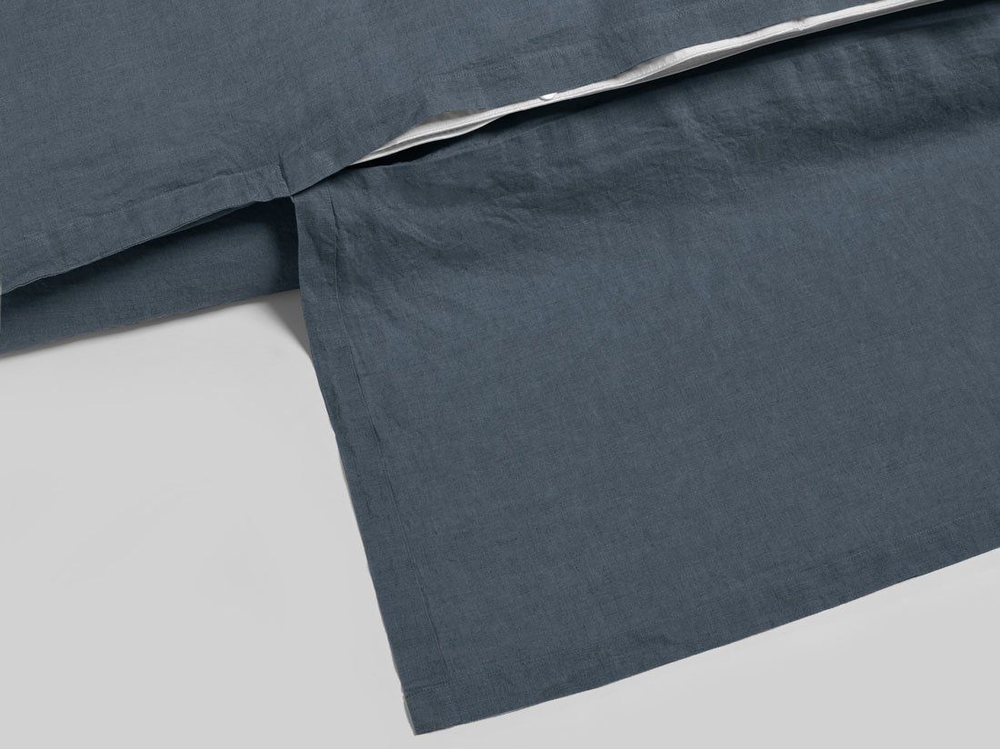 Parure de lit lin lavé bleu terre