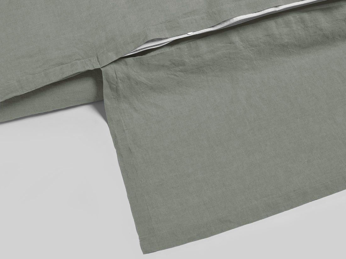 Parure de lit lin lavé vert pierre