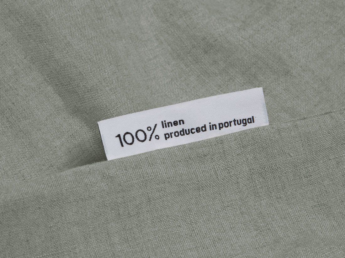Parure de lit lin lavé vert pierre