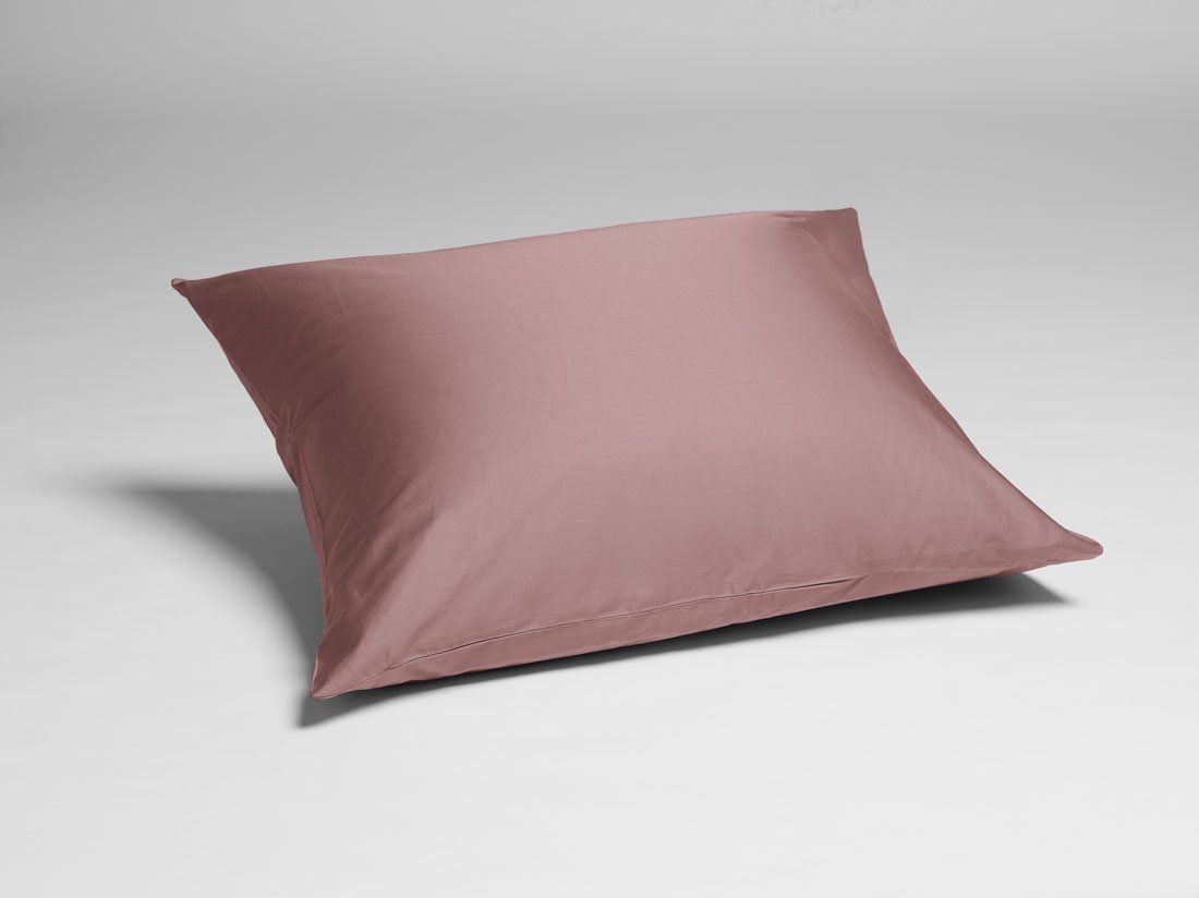 Taie d'oreiller satin de coton rose blush