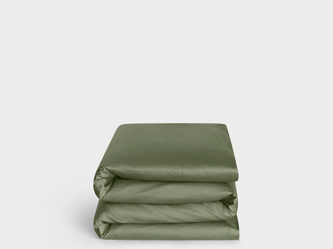 Påslakan för barn bomullssatin mid olive