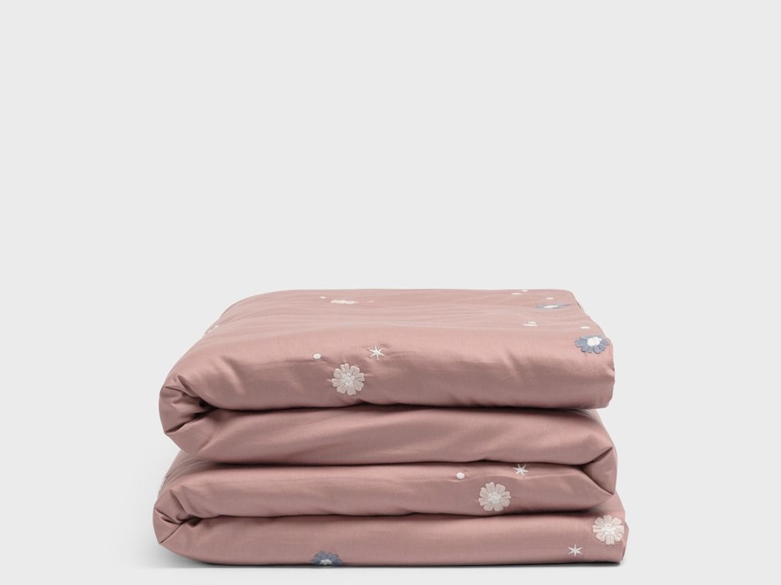 Kinderbettwäsche Baumwollsatin Blush Rose Starry Flower