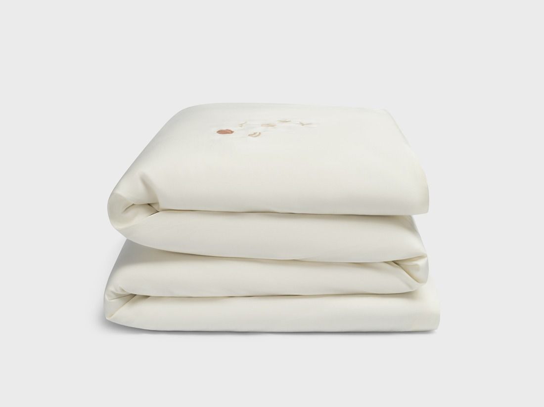 Påslakan för barn bomullssatin warm white seashell