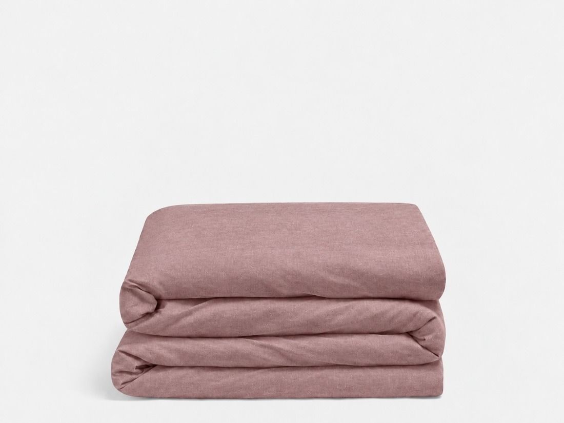 Housse de couette enfant flanelle de coton chambray mauve