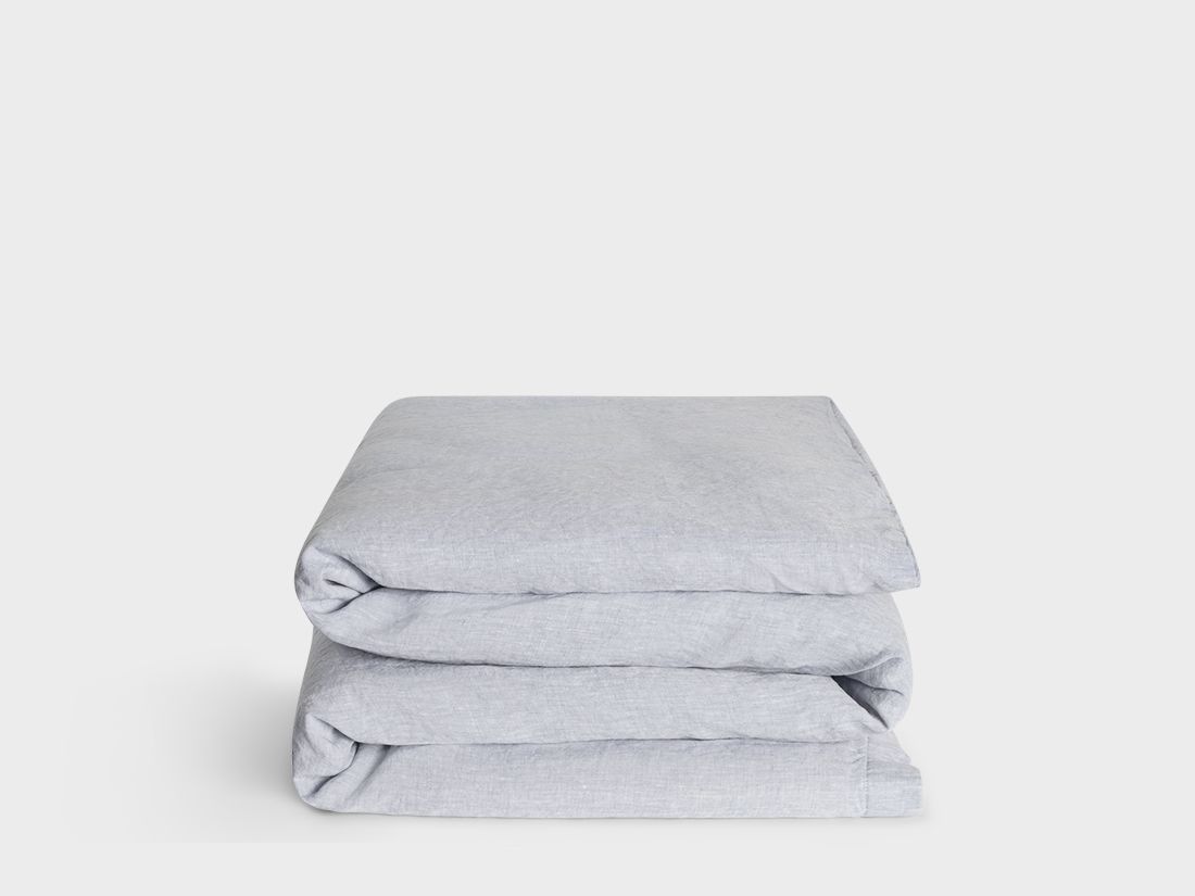 Housse de couette enfant lin lavé bleu chambray