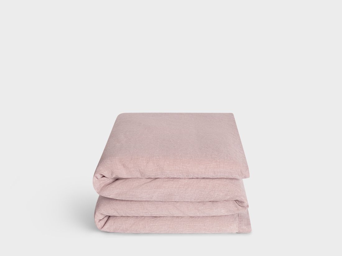 Housse de couette enfant lin lavé rose chambray