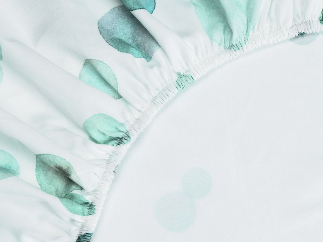 Kinderspannleintücher Baumwollsatin Watercolor Dots Sea Green