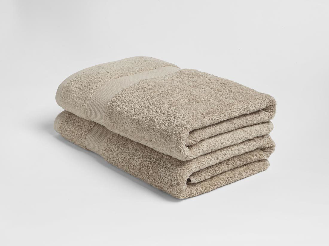 Duschhanddukar terry warm taupe 70x140 - 2 stycken