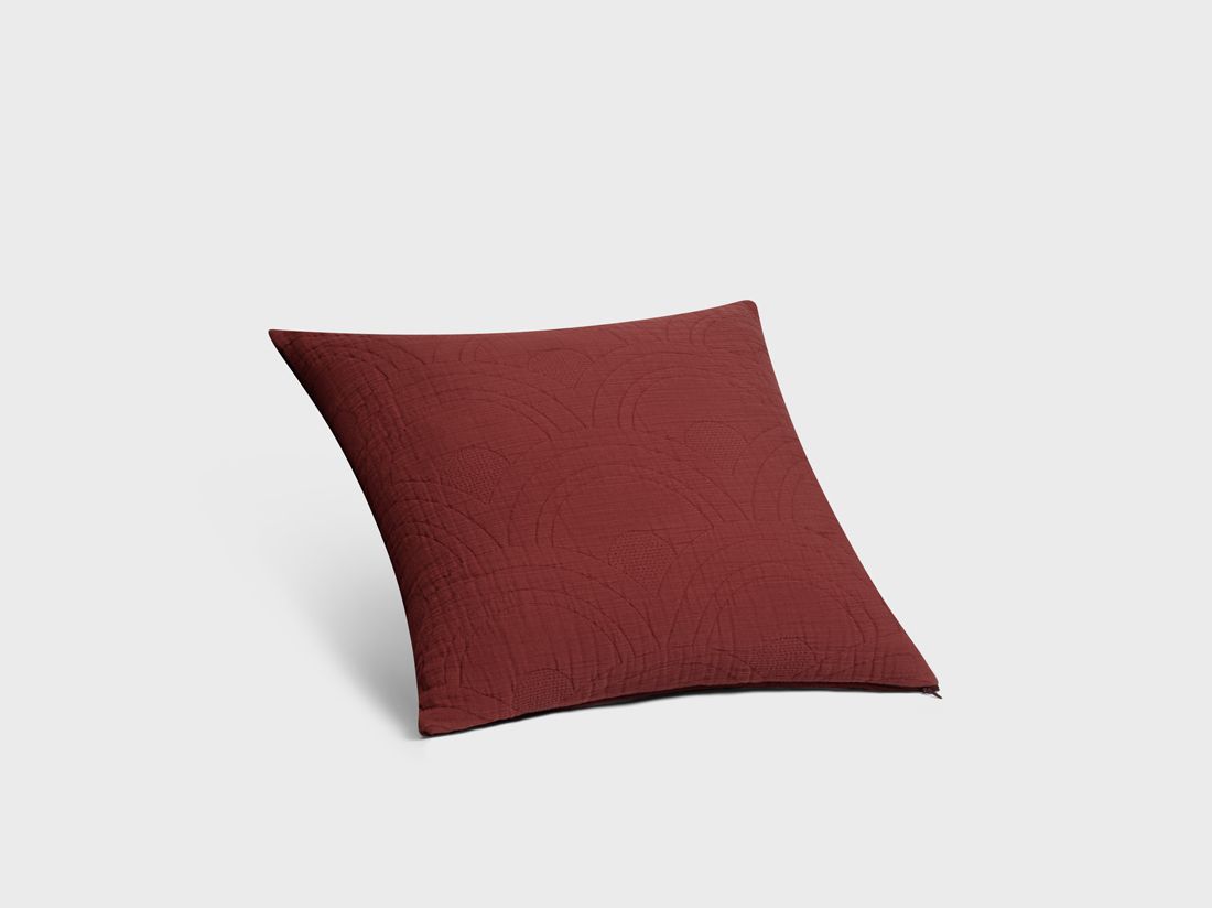 Housse de coussin décoratif en mousseline de coton arc bordeaux