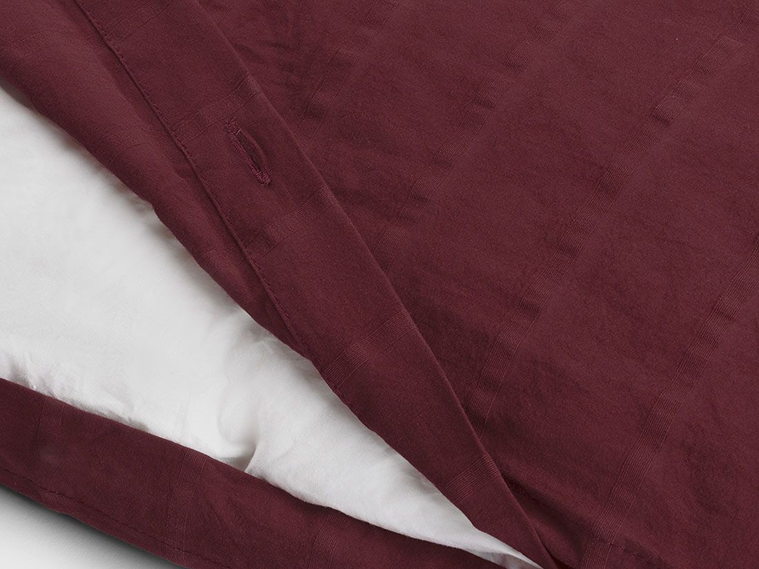 Parure de lit en coton seersucker bordeaux