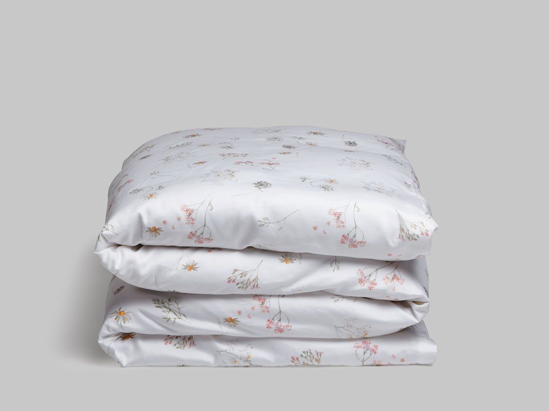 Housse de couette enfant satin de coton fleurs