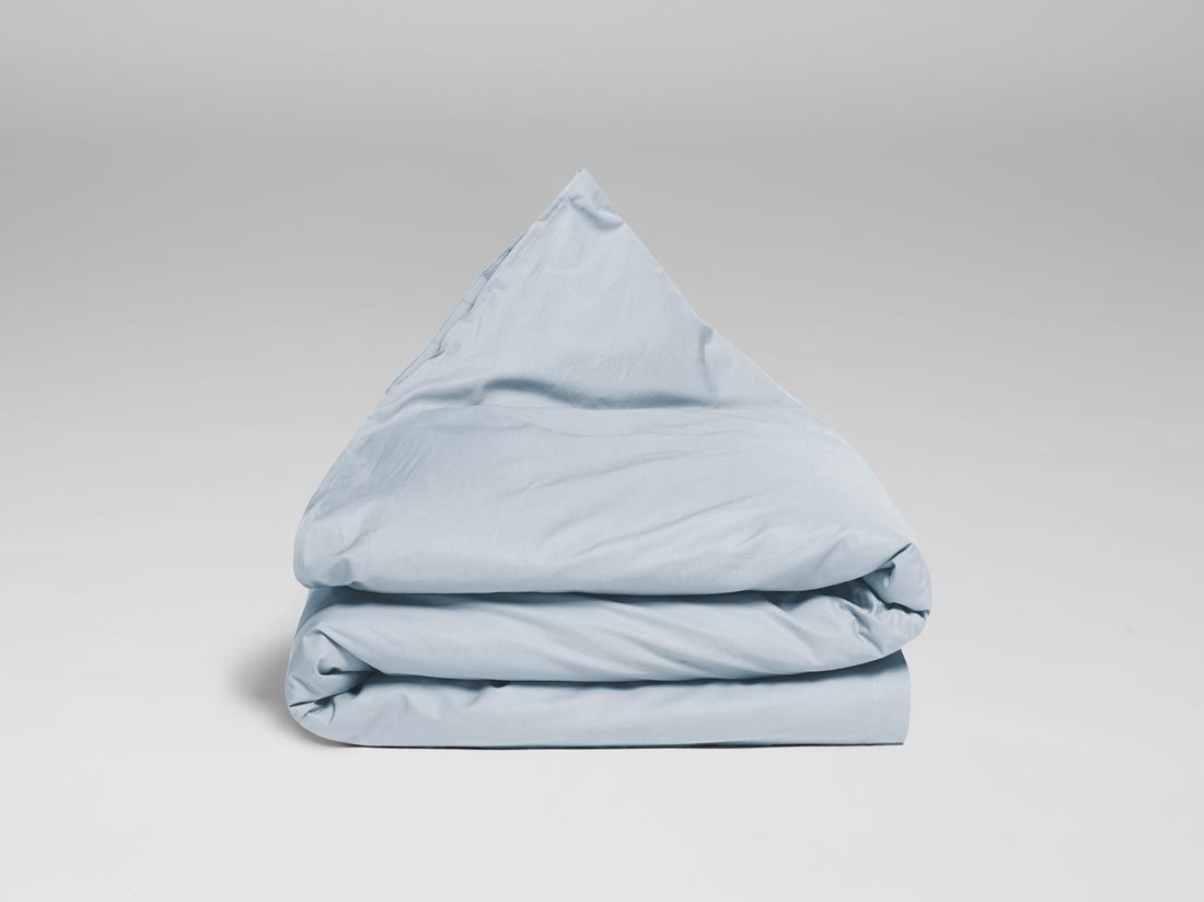 Kinderdekbedovertrek katoensatijn sky blue