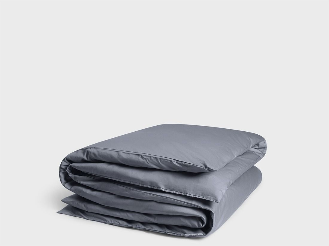 Parure de lit satin de coton bleu brumeux