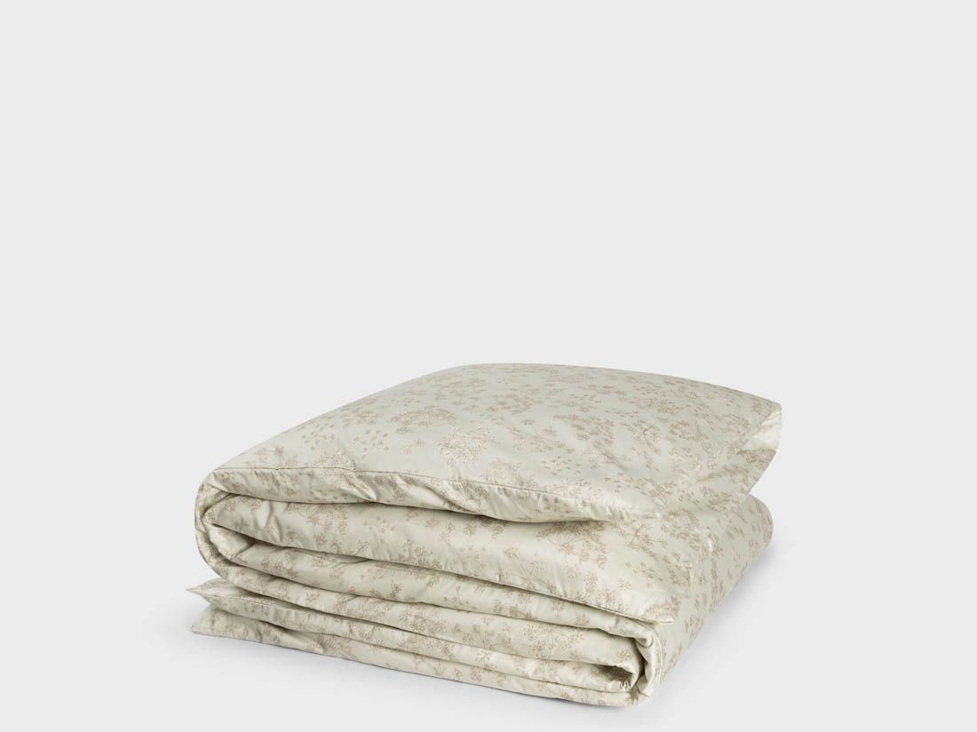 Housse de couette satin de coton fleur naturelle