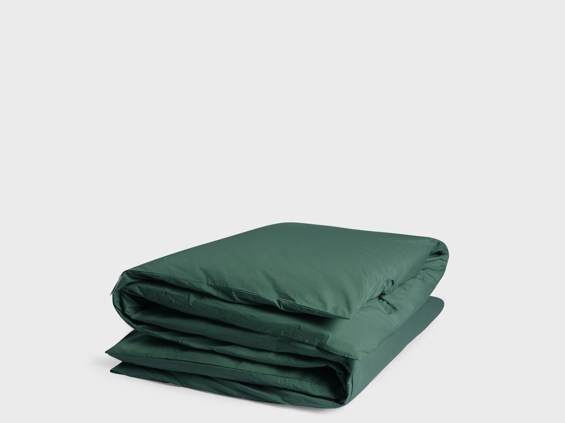 Parure de lit percale de coton vert forêt