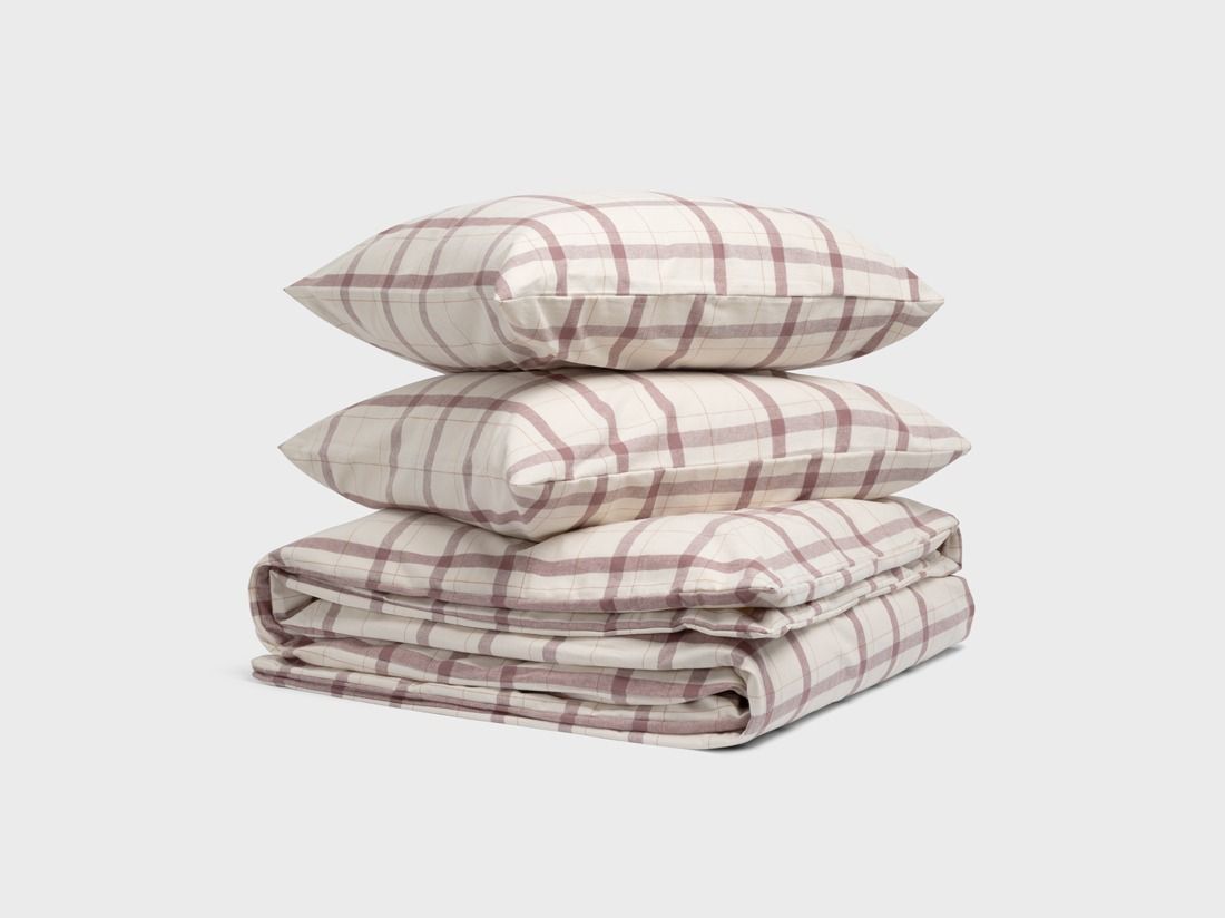 Dekbedovertrek flanel mauve check