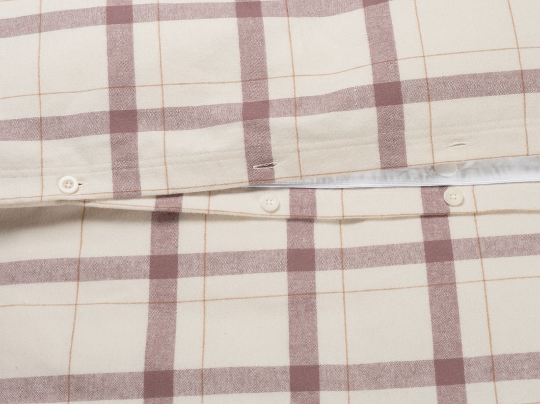 Dekbedovertrek flanel mauve check