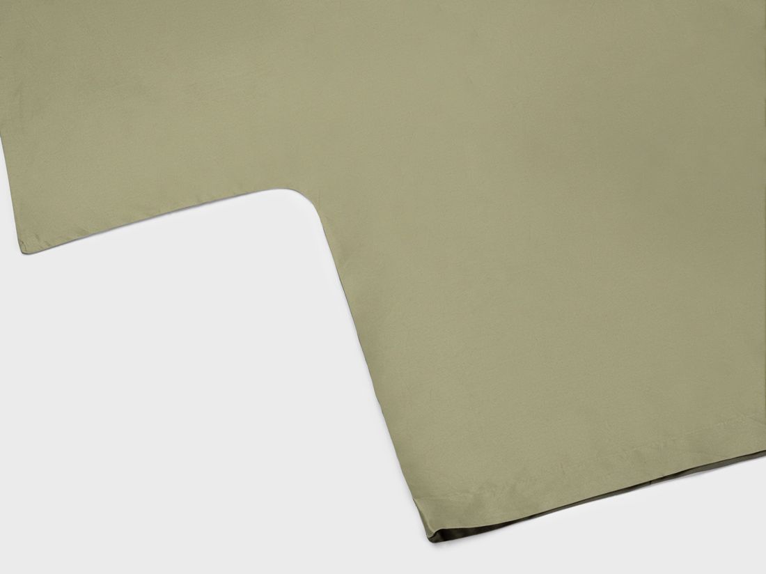 Housse de couette satin de coton double face olive