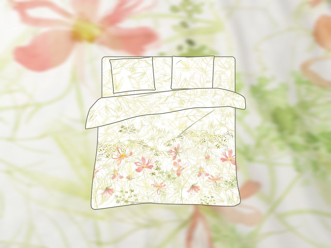 Parure de lit satin de coton cosmos