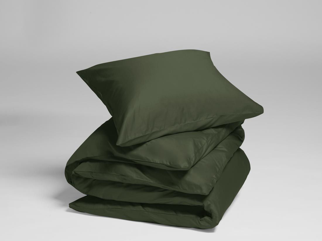 Dekbedovertrek katoensatijn dark olive