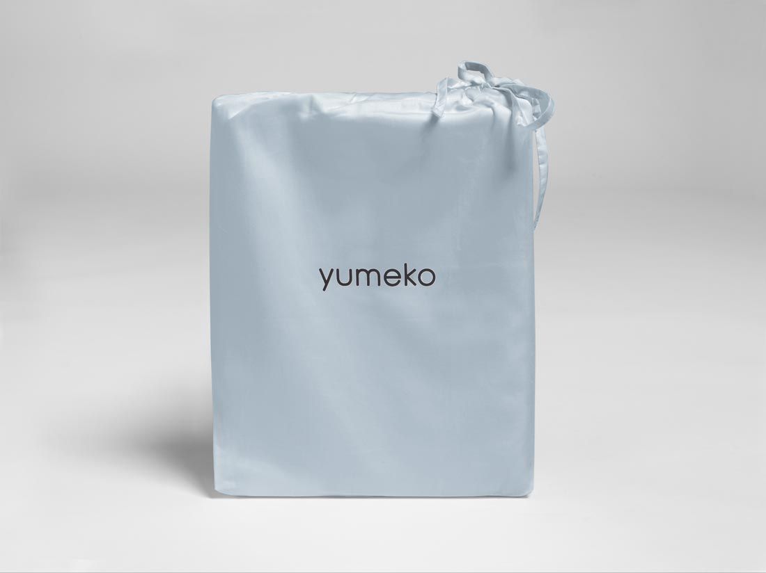 Parure de lit satin de coton double face bleu