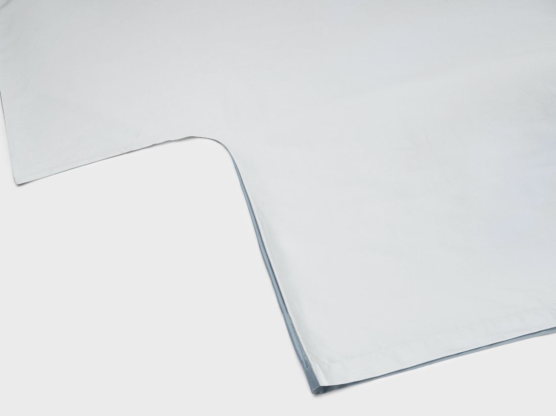 Housse de couette satin de coton double face bleu