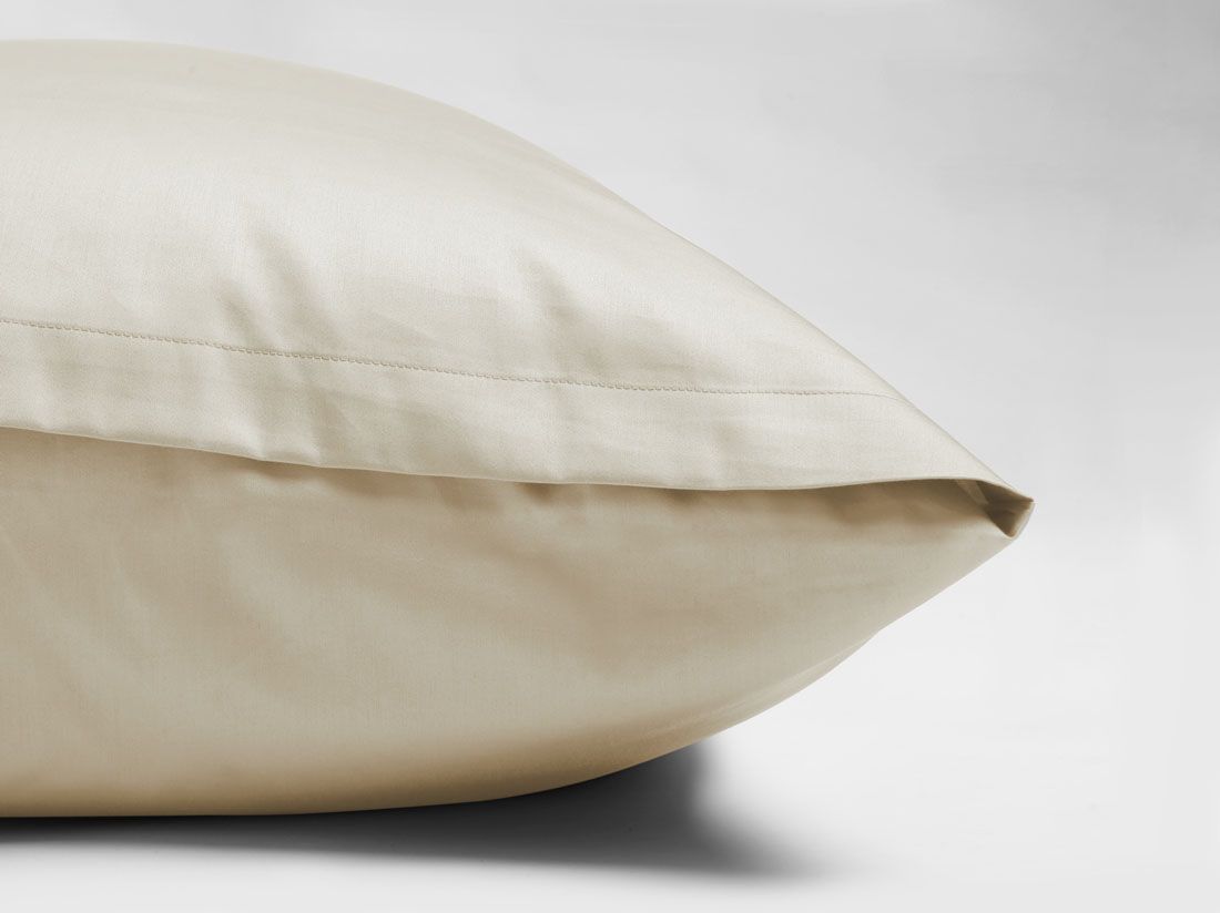 Parure de lit satin de coton double face sable/vert