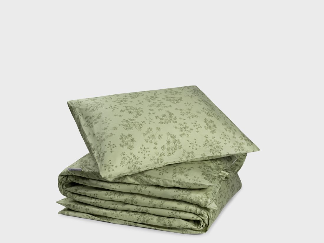 Parure de lit satin de coton fleur verte