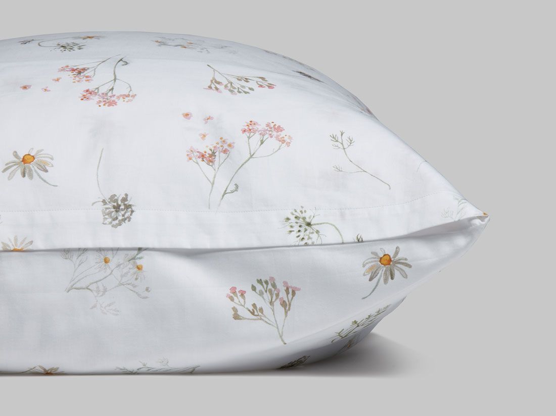 Taie d'oreiller satin de coton fleurs