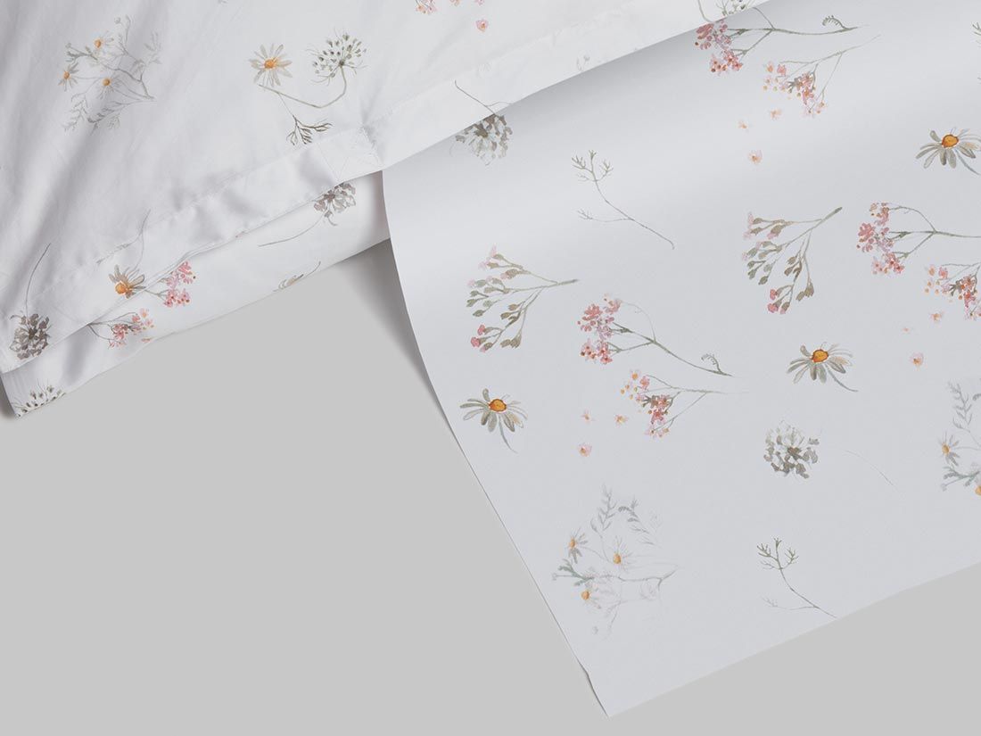 Housse de couette enfant satin de coton fleurs