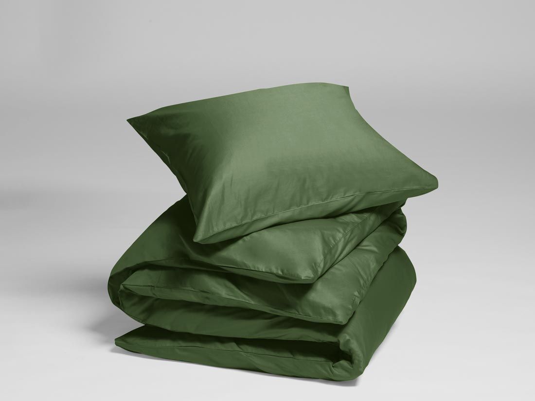 Påslakanset bomullssatin mid olive