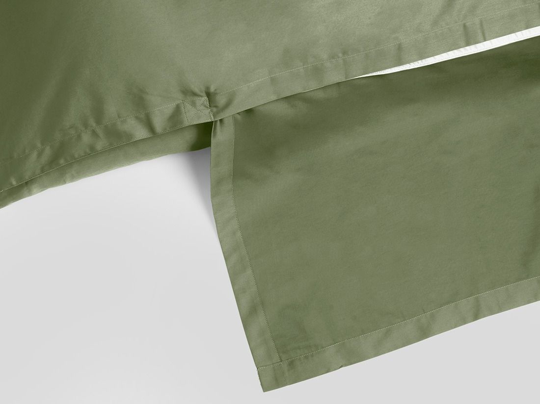 Parure de lit satin de coton vert olive moyen
