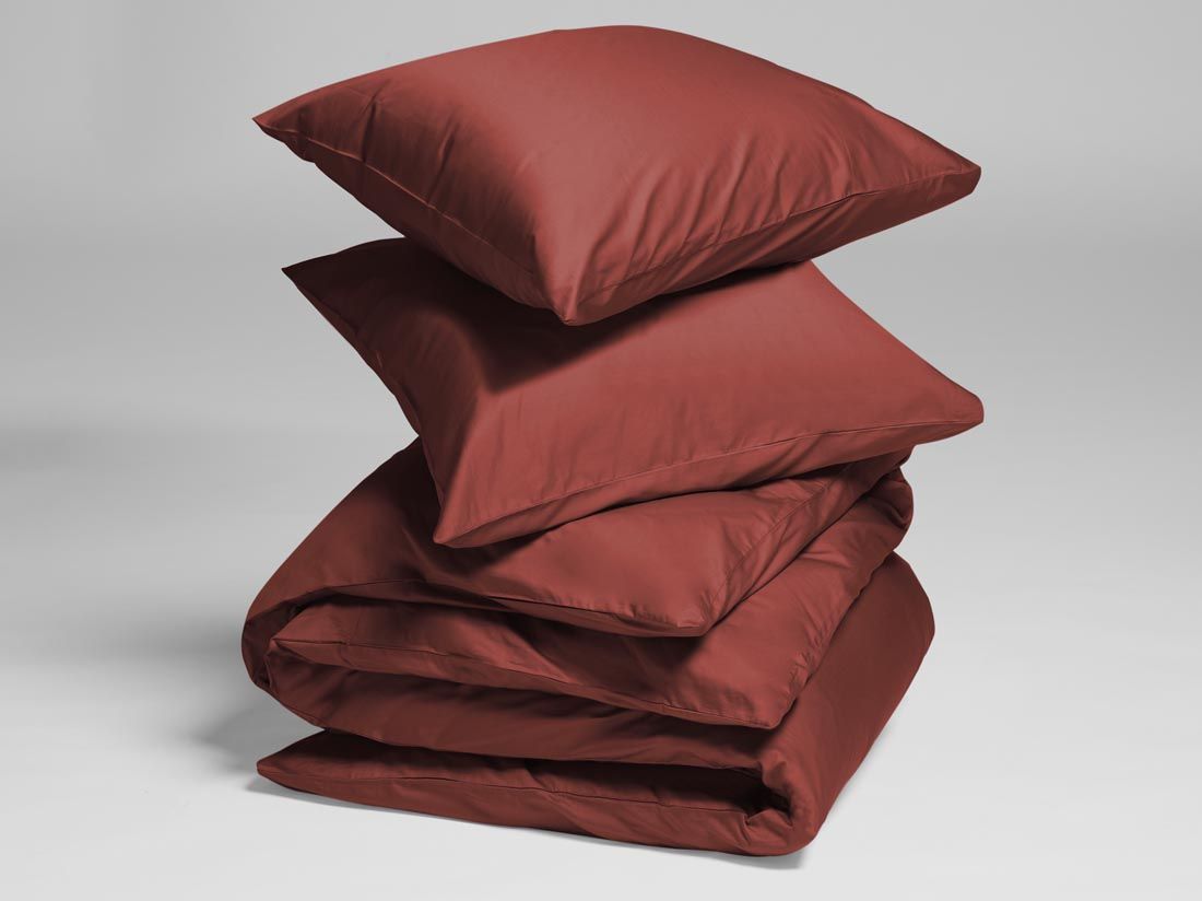 Parure de lit satin de coton rouge éclatant