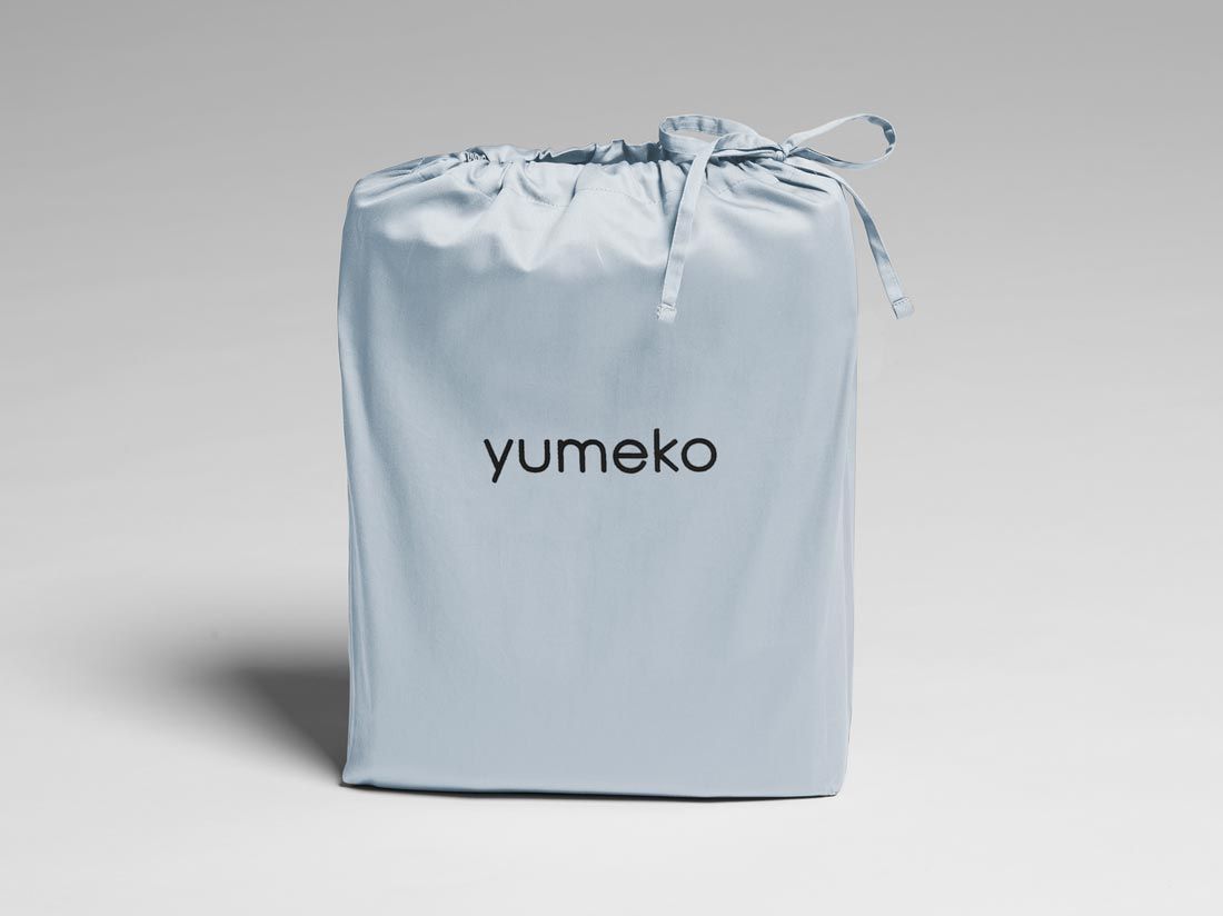 Påslakanset bomullssatin sky blue