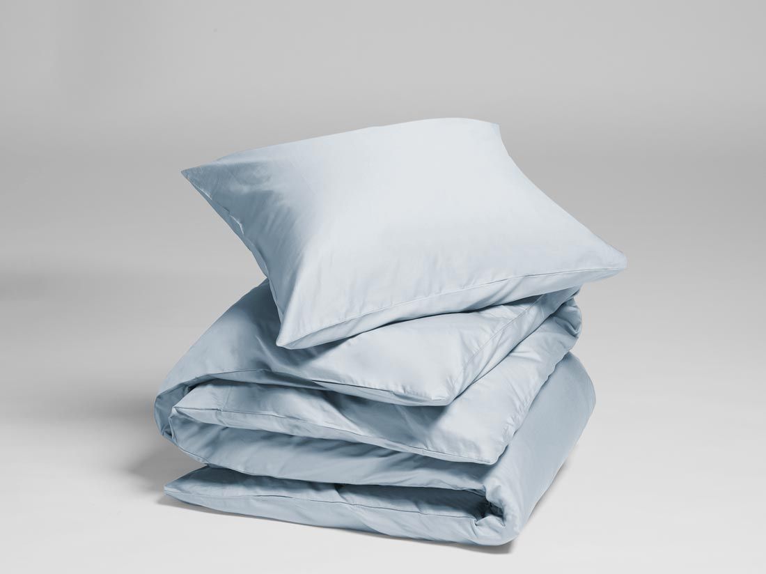 Påslakanset bomullssatin sky blue