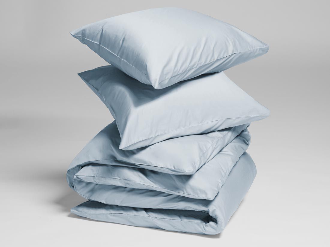 Påslakanset bomullssatin sky blue