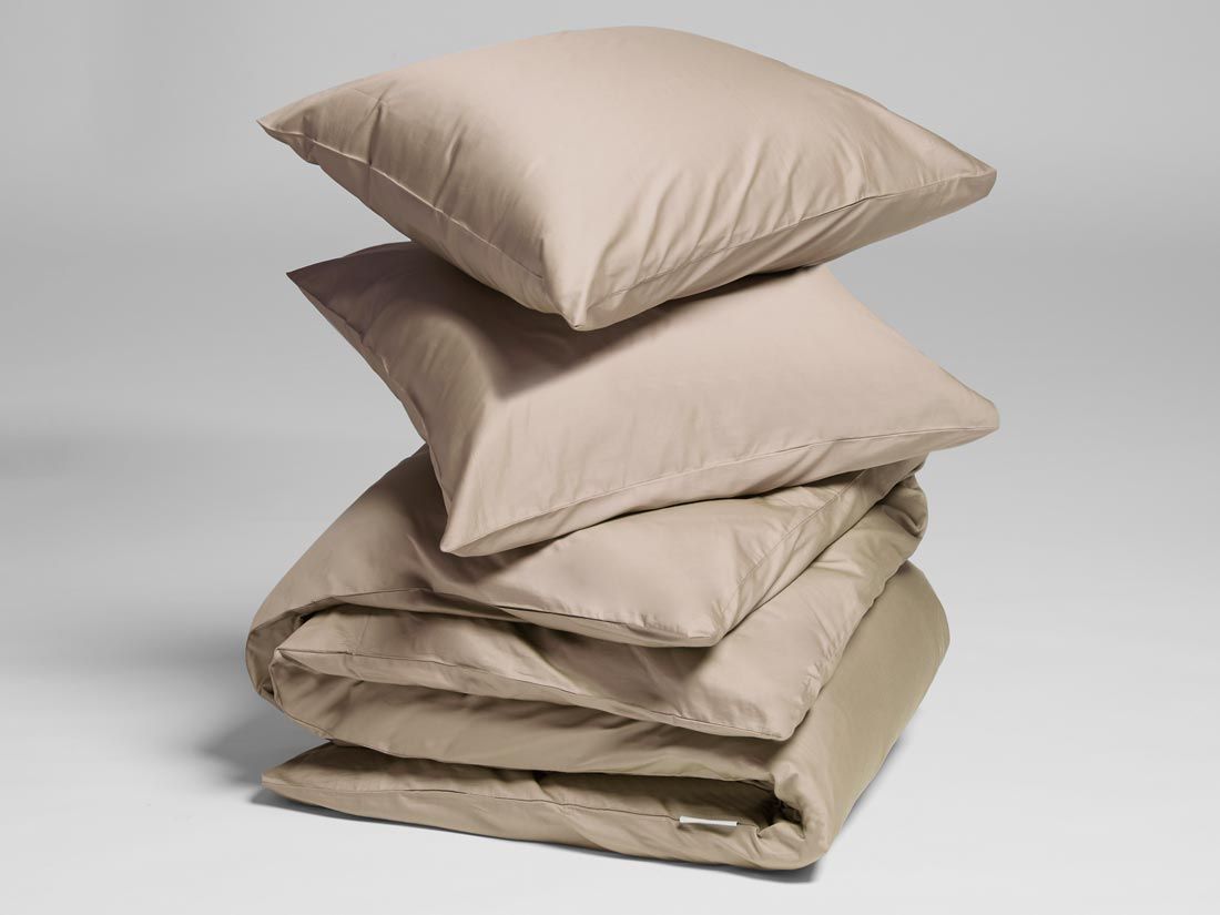 Parure de lit satin de coton taupe chaud