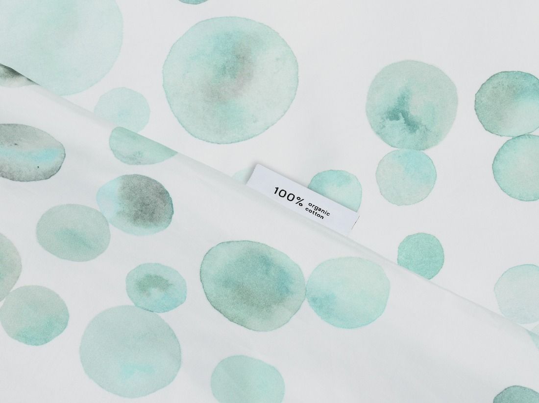 Juniordynebetræk bomuldssatin watercolor dots sea green